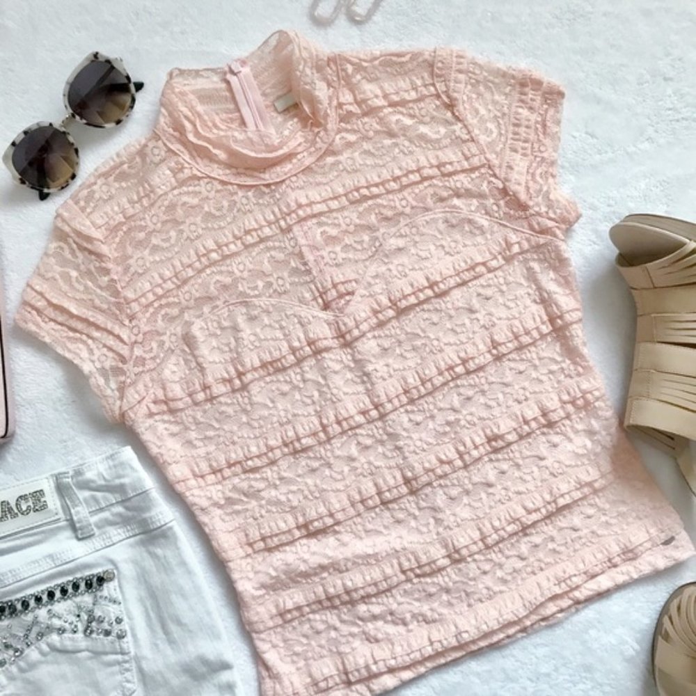 Guess Blush Pink Lace Top Large